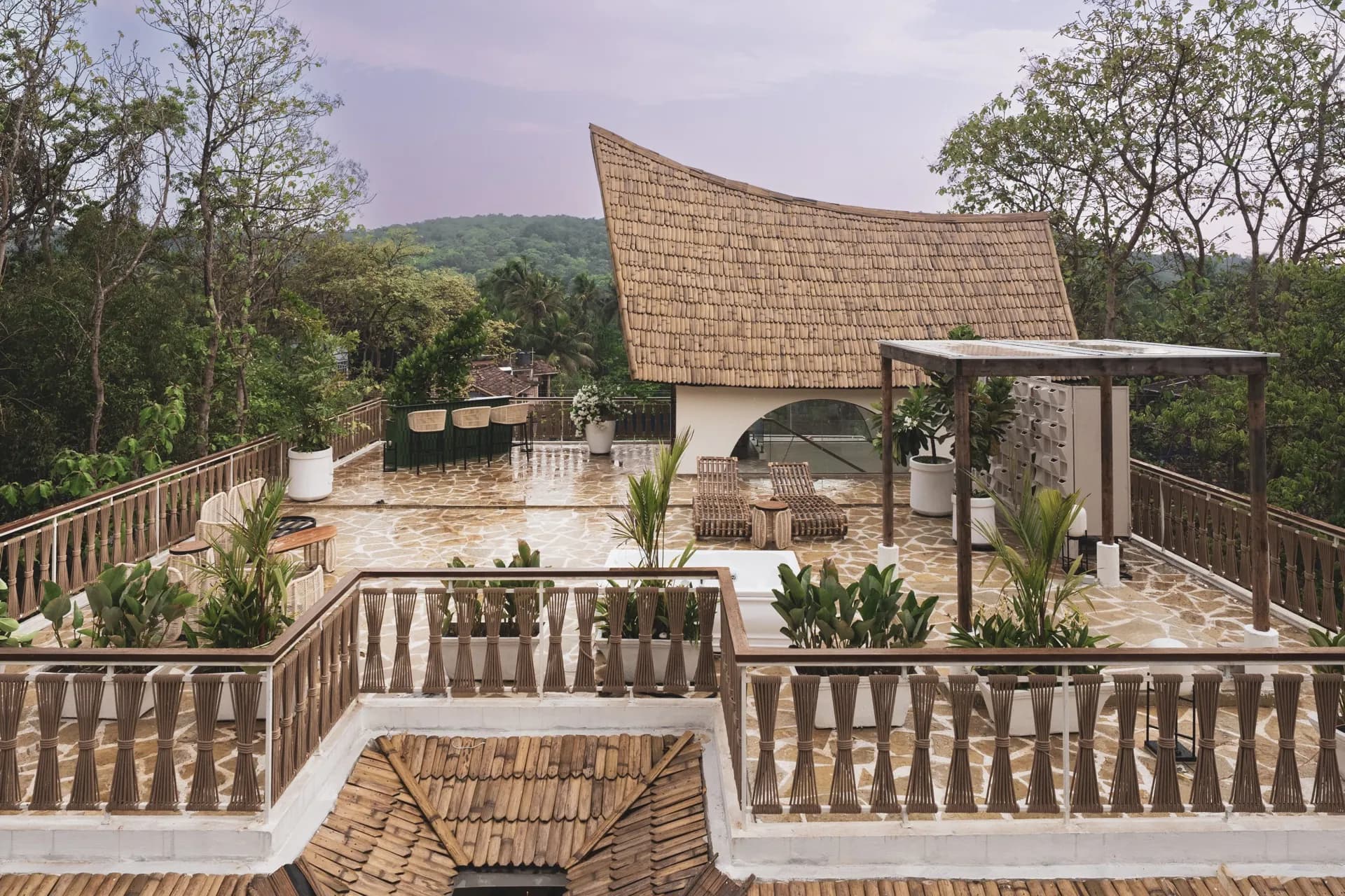 Villa rooftop terrace with panoramic views of North Goa